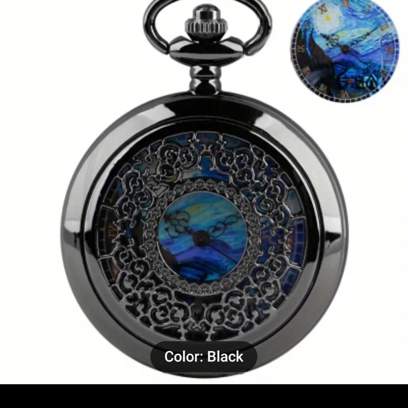 Starry sky Roman numeral Quartz Pocket Watch Necklace Chai… - Picture 5 of 5